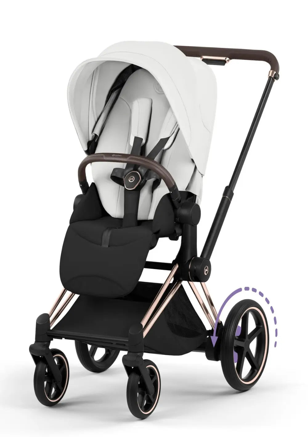 Cybex Kinderwagen-Set 'e-Priam Style' Off White / Gestell Roségold
