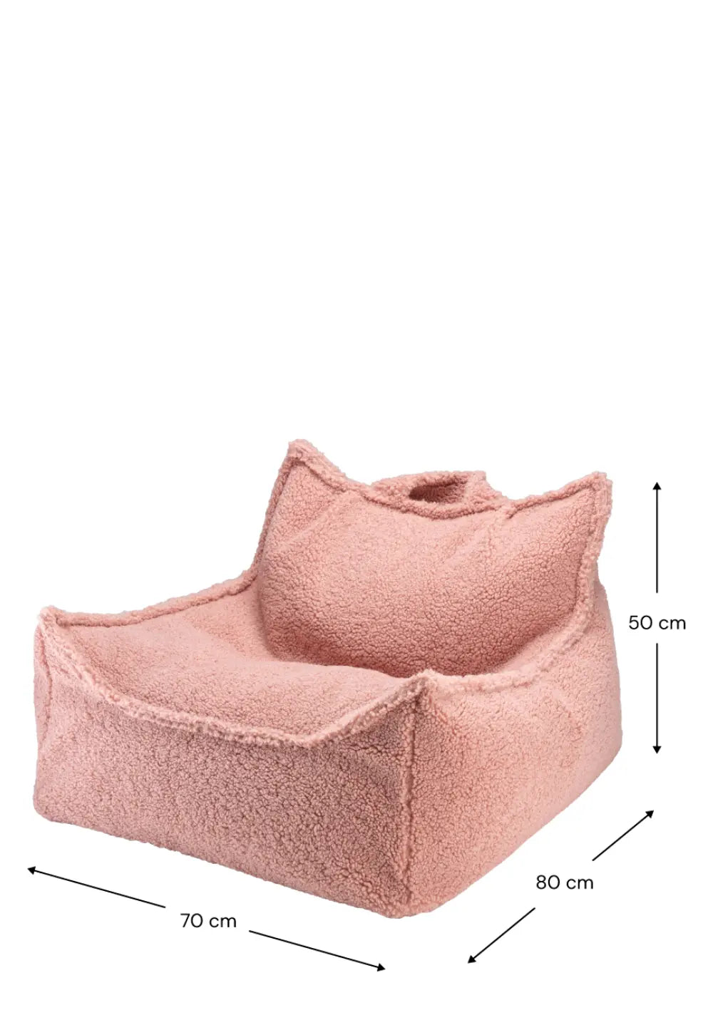 Wigiwama Kinder-Sitzsack Teddy Guava mit Maßangaben in cm