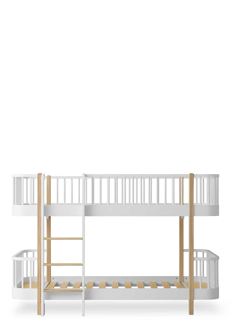 halbhohes Etagenbett 'Wood Original' Weiss / Eiche 200 x 90 cm