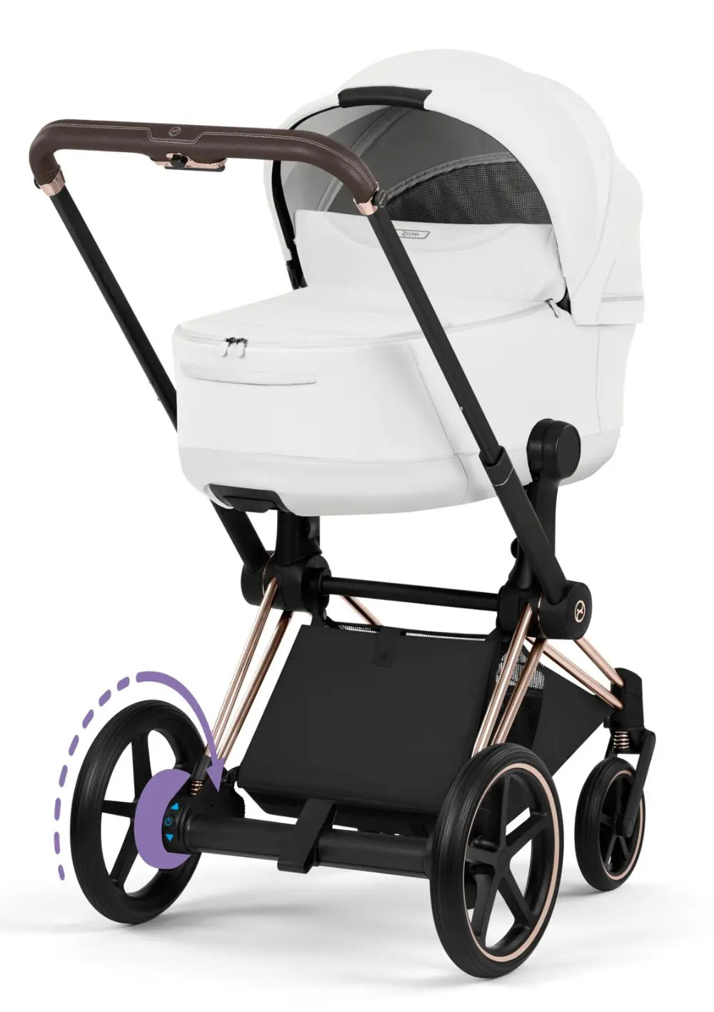 Cybex Kinderwagen-Set 'e-Priam Style' Off White / Gestell Roségold