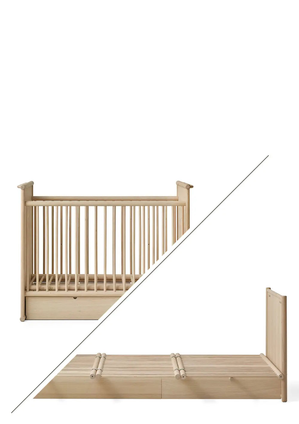 Oliver Furniture Baby- und Kinderbett 'Camp Novel' Eiche 120 x 60 cm / 200 x 120 cm