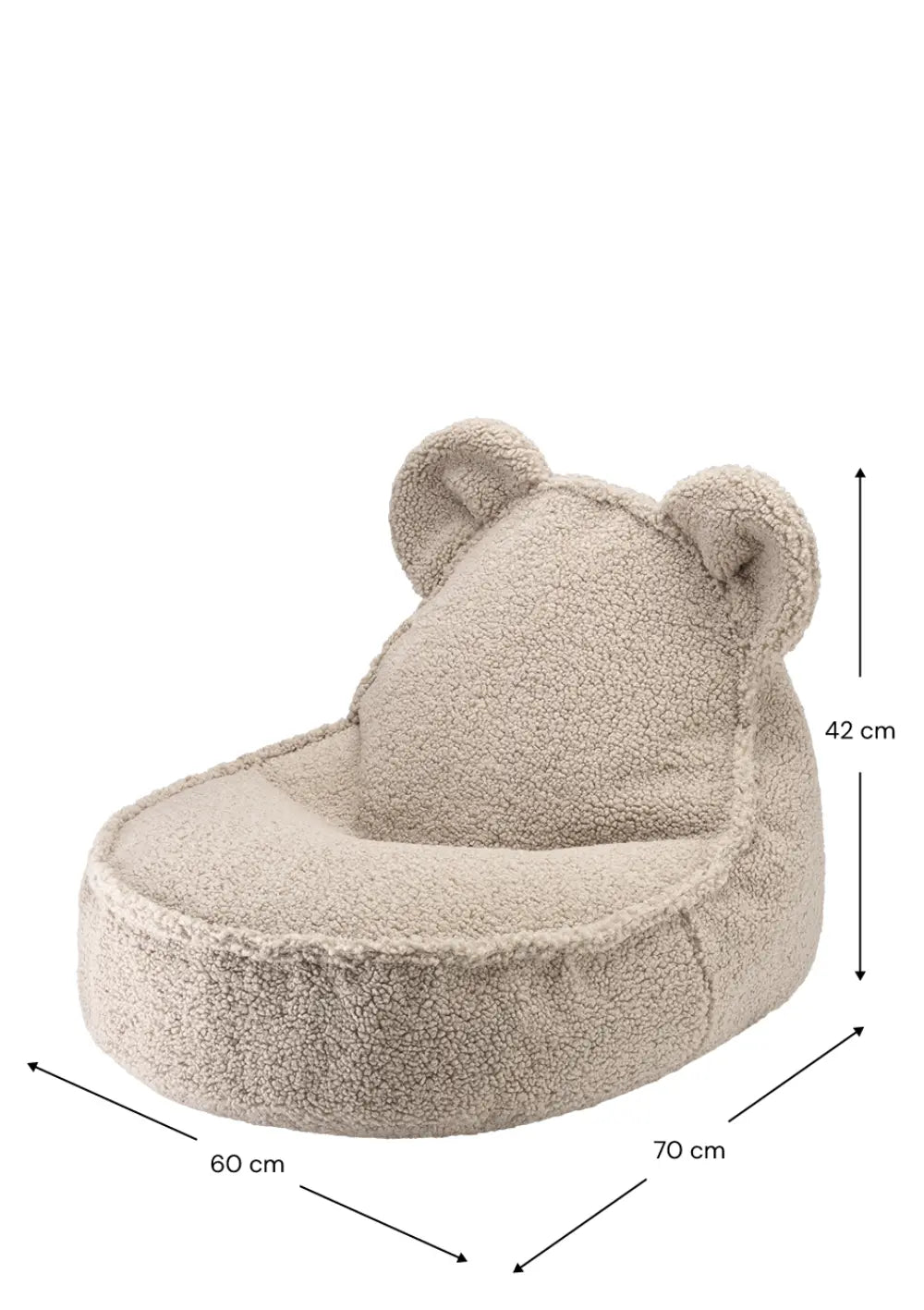 Wigiwama Bären-Sitzsack Teddy Biscuit mit Maßangaben in cm