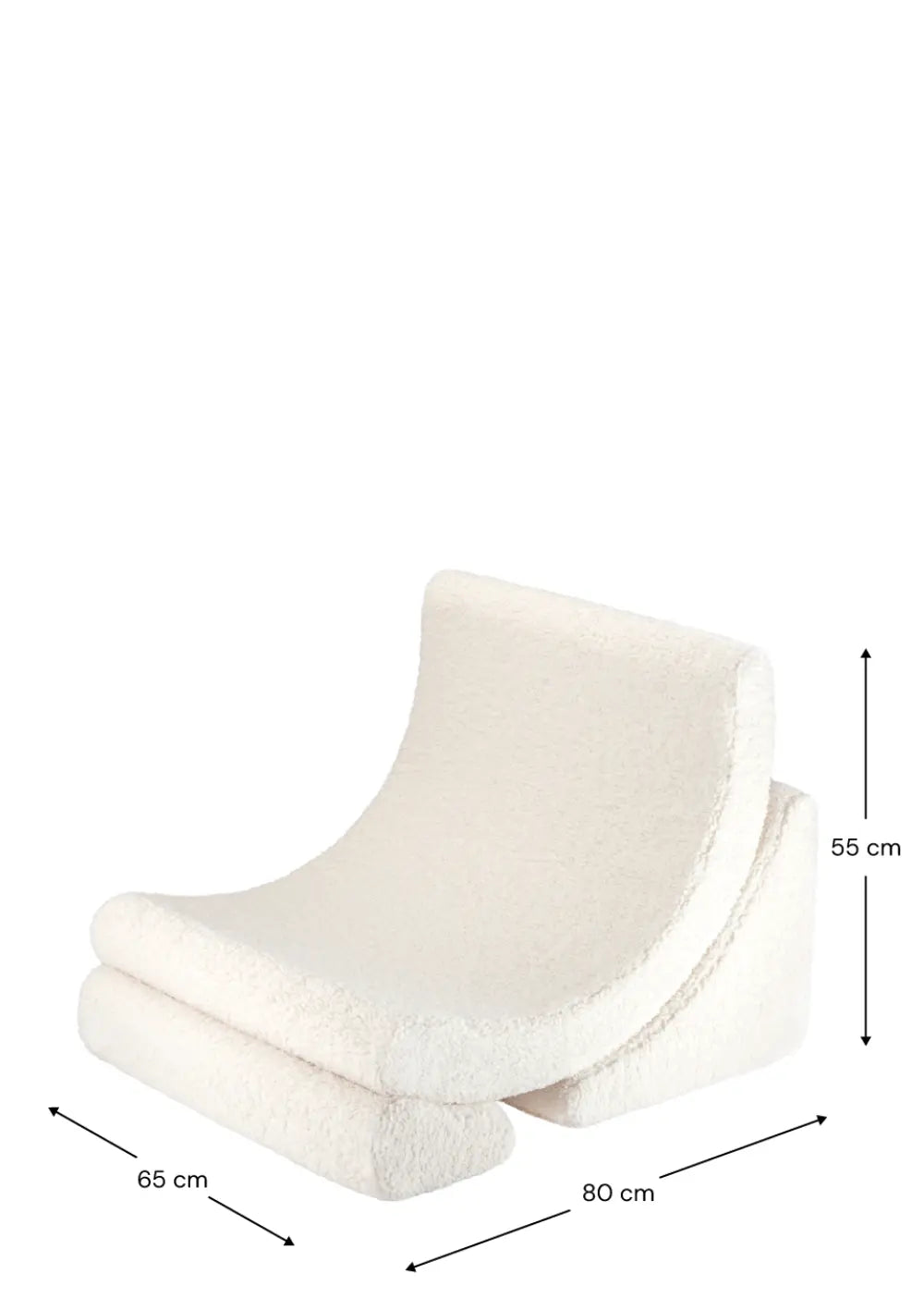 Wigiwama Kindersessel 'Moon Chair' Teddy Cream White mit Maßangaben in cm
