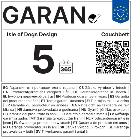 Vollständiges GARAN-Label, 5 Jahre Garantie auf Couchbett weiß 200 x 90 cm